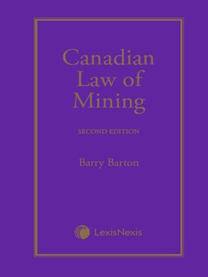 cover image of Canadian Law of Mining